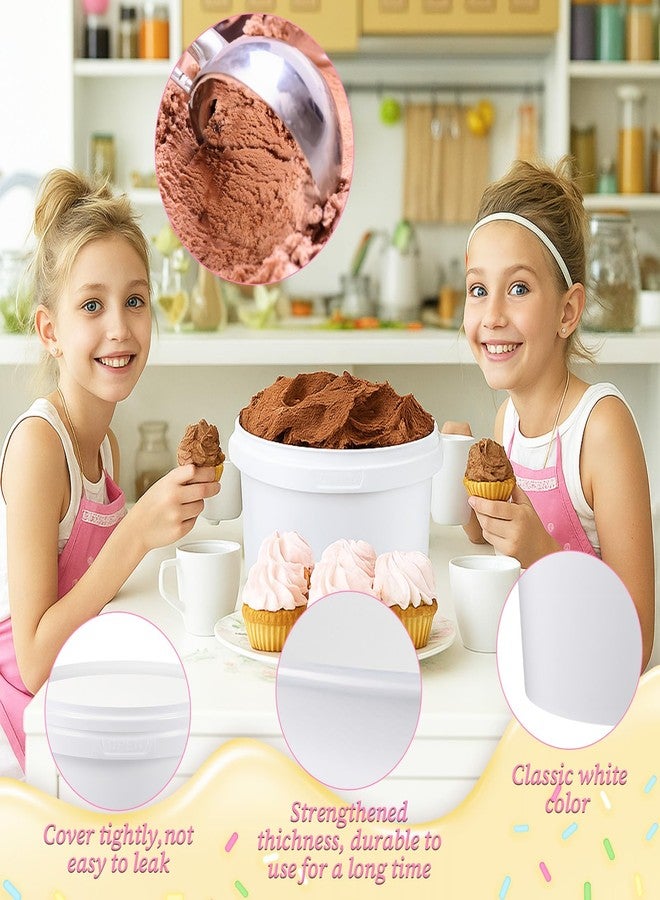 Exclaith 12 Pcs 100oz Ice Cream Buckets with Lids White Plastic Bucket with Handle Food Grade Freezer Food Storage Containers for Drinks Freezer Safe Ice Cream Tubs Art Crafts Projects Garage Organization - Image 4